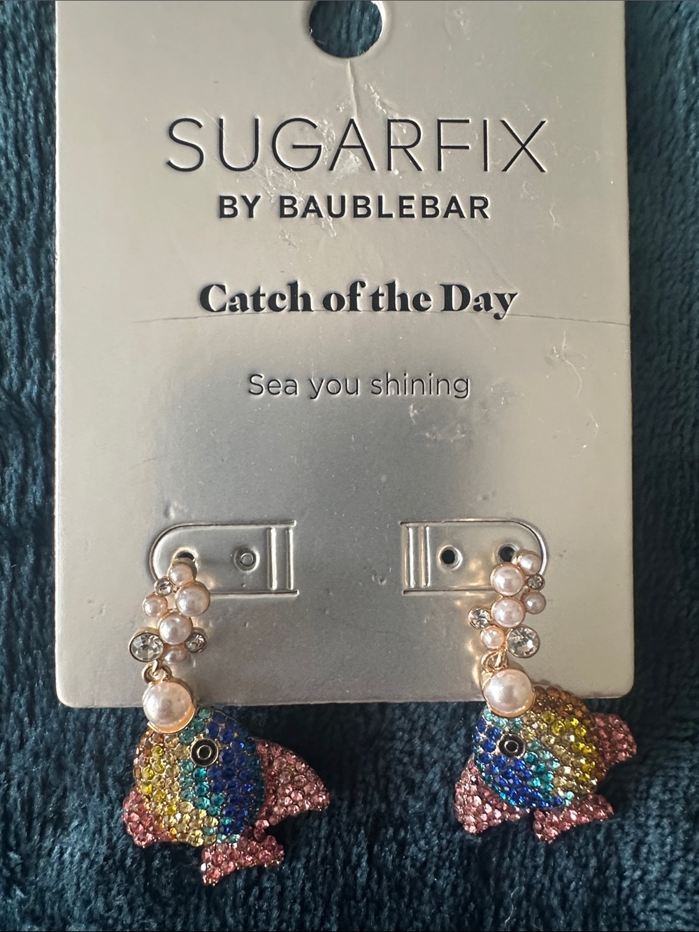 Sugarfix by BaubleBar Multicolor Fish Drop Earrings with Pearl Accents